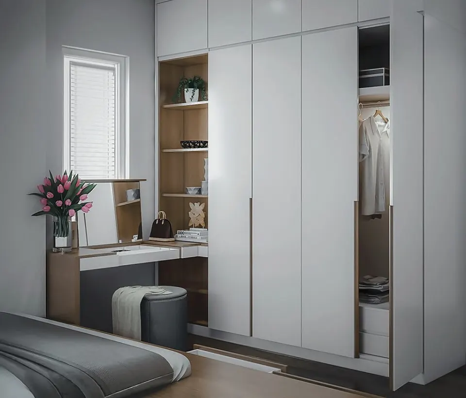 wardrobe grey bench